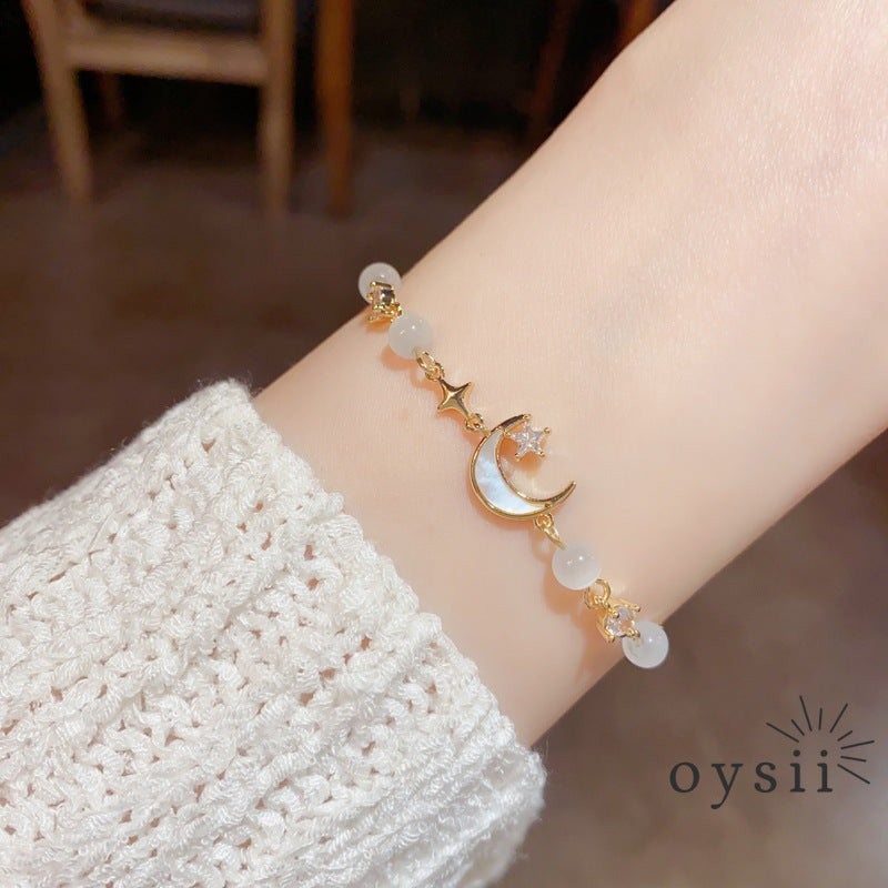 Lunar Serenade — Shell & Cat’s Eye Adjustable Bracelet