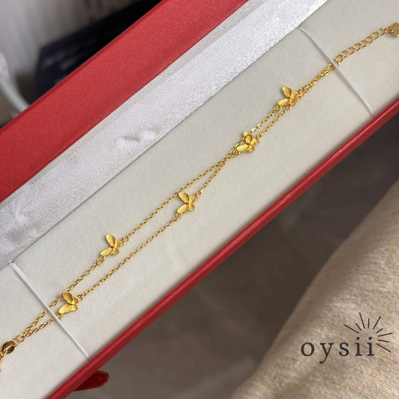 Golden Whispers – Double Layer Butterfly Bracelet