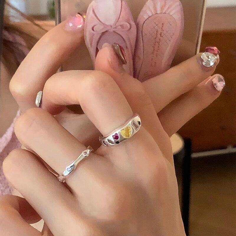 Colorful Heart Diamond Ring