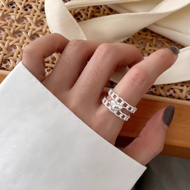 Chain Heart Ring Set