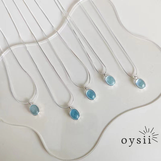 Ocean Muse – S925 Silver Aquamarine Oval Necklace