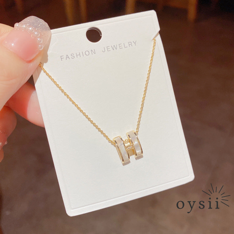 Hermes Whisper — Mother-of-Pearl Initial Stud Earrings