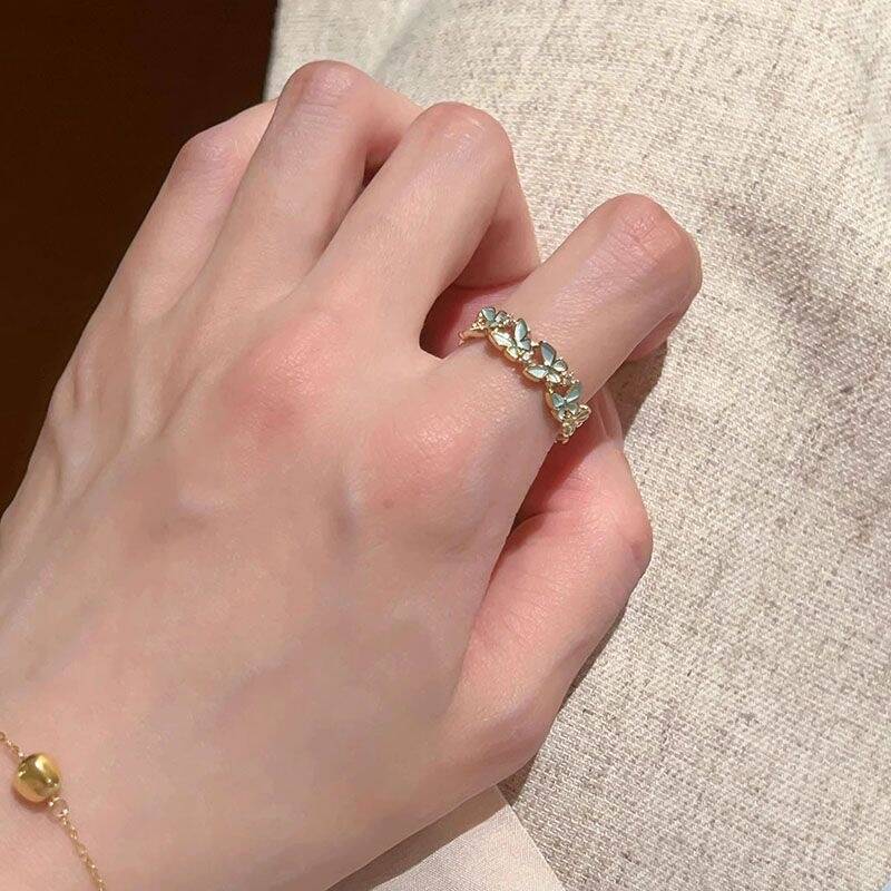 Artistic Butterfly Flower Ring Set