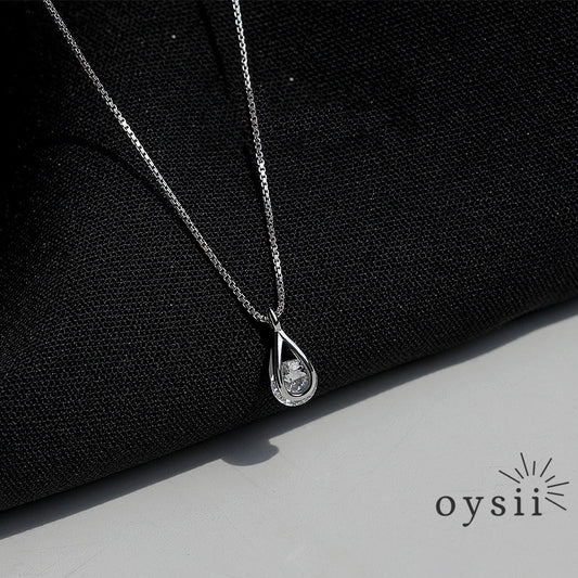 Dewdrop Grace — S925 Silver Teardrop Zircon Necklace