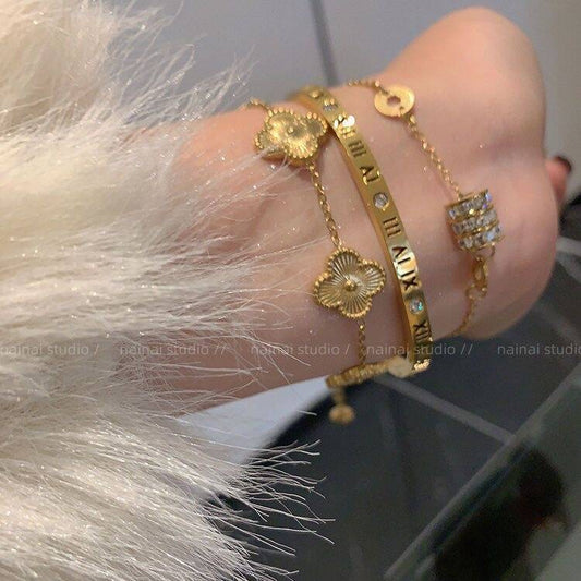Gold Stainless Steel Bracelet Set