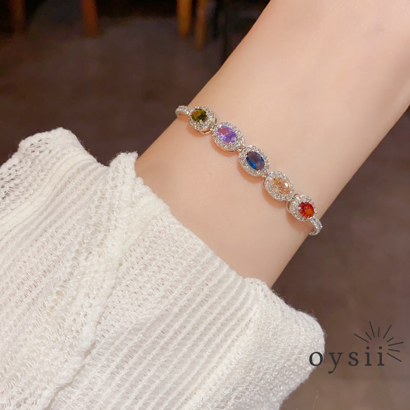 Prismatic Charm — Full Color Zircon Adjustable Bracelet