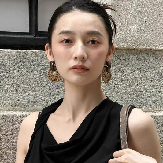 Woven Bamboo Stud Earrings
