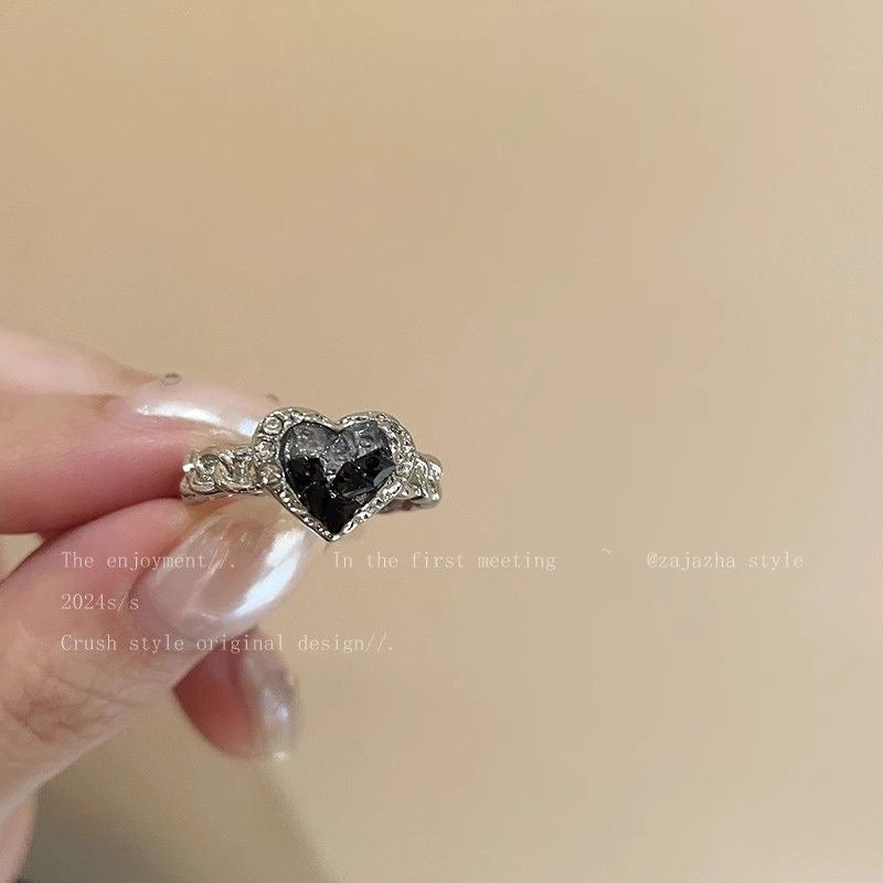 Crushed Heart Zircon Open Ring