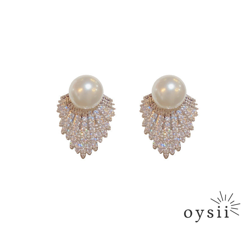 Pearl Reverie — Vintage Diamond-Accented Stud Earrings