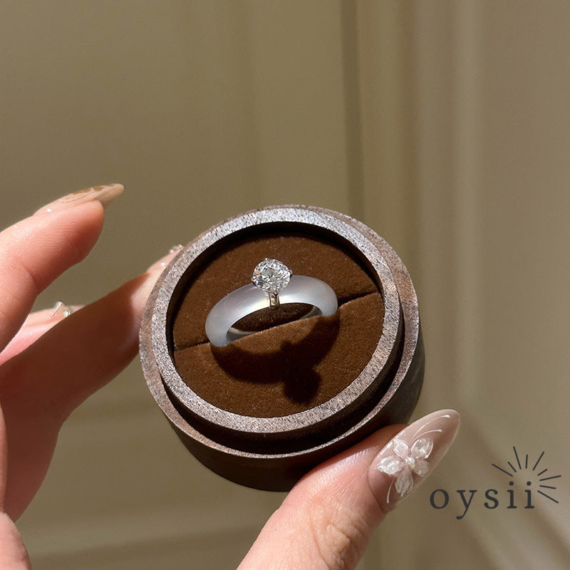 Pure Harmony — Minimalist Clear Stone Round Diamond Ring