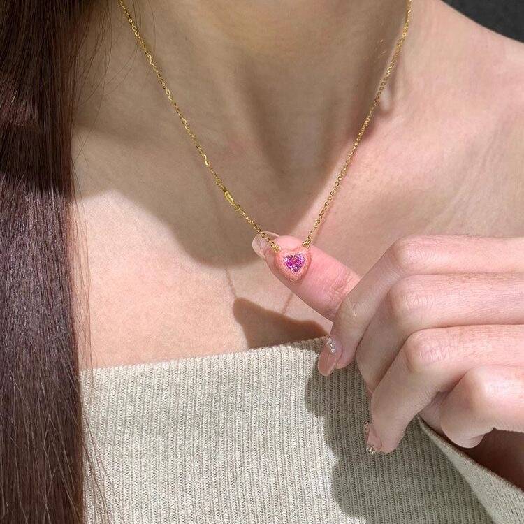 Pink Diamond Heart Pendant Necklace