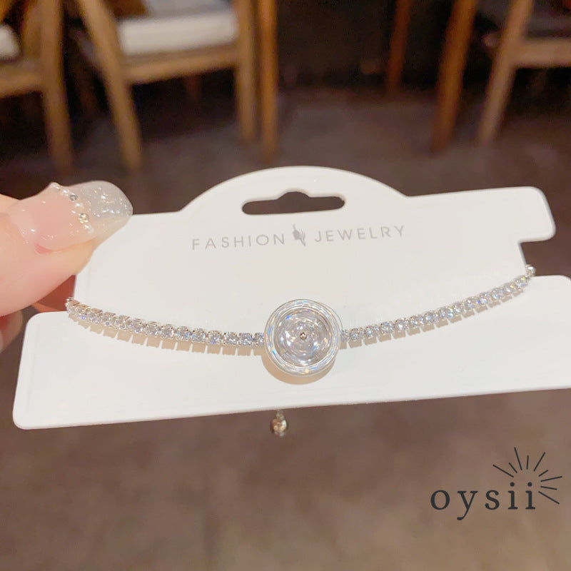 Twilight Clover — Rotating Zircon Adjustable Bracelet