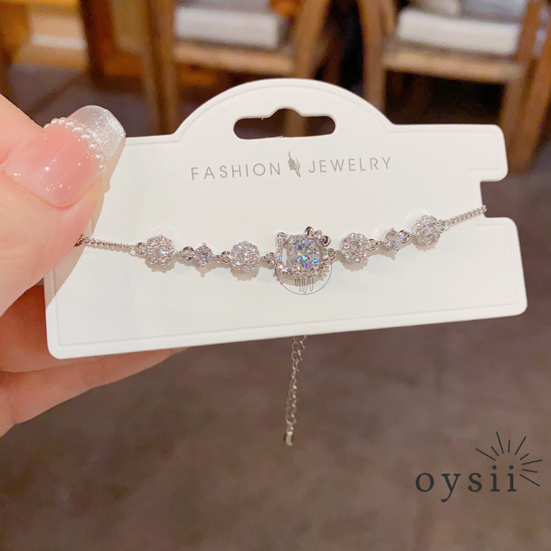 Feline Charm — Micro Pavé Cat Bracelet