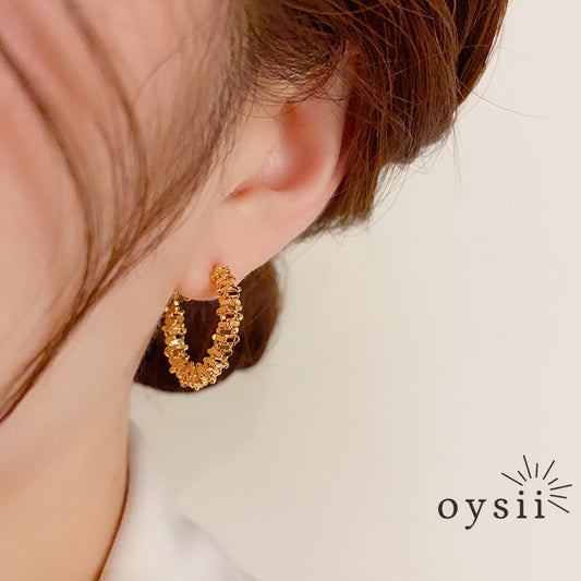 Shattered Moonlight — Textured Silver Hoop Earrings