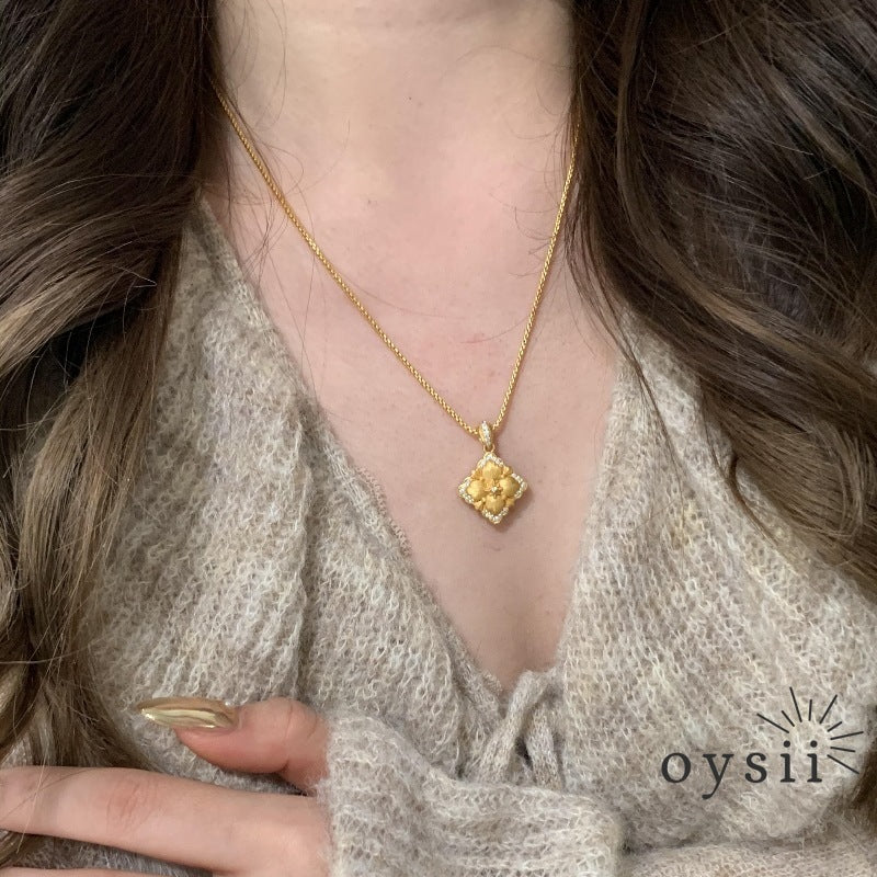 Clover Grace — Vintage Dual-Sided Diamond Necklace