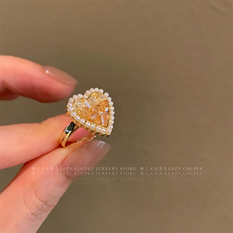 Crystal Heart Ring Set