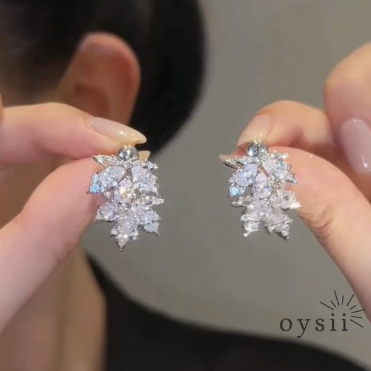 Autumn Whisper – Maple Leaf Zircon Earrings