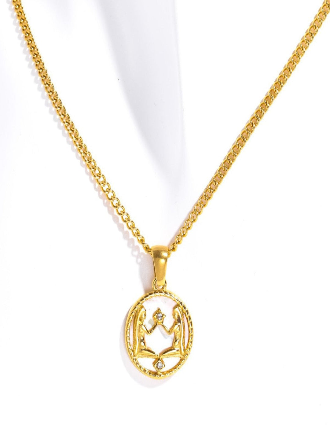 Gemini constellation charm in a modern gold tone, perfect minimalist zodiac jewelry for Gemini sign wearers.