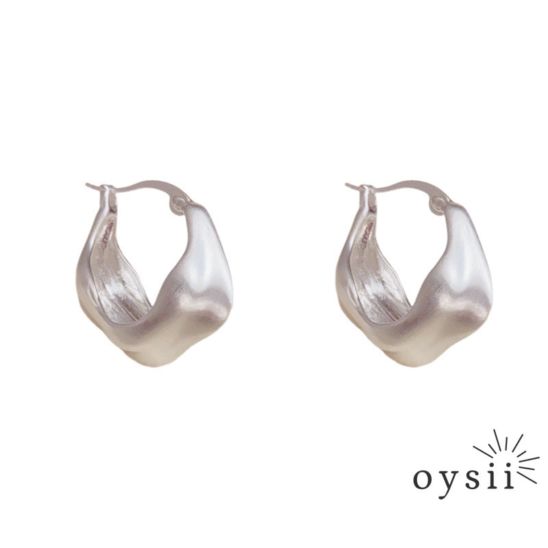 Urban Echo — Brushed Metal Folded Hoop Earrings