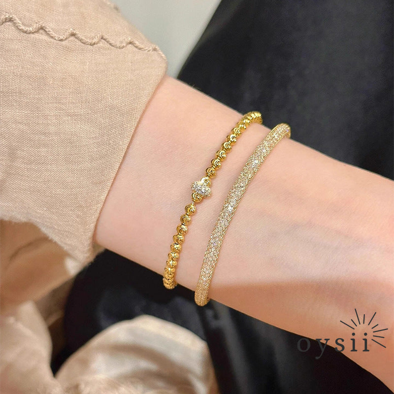 Moonlight Orbit – Cat’s Eye Gold Bead Bracelet