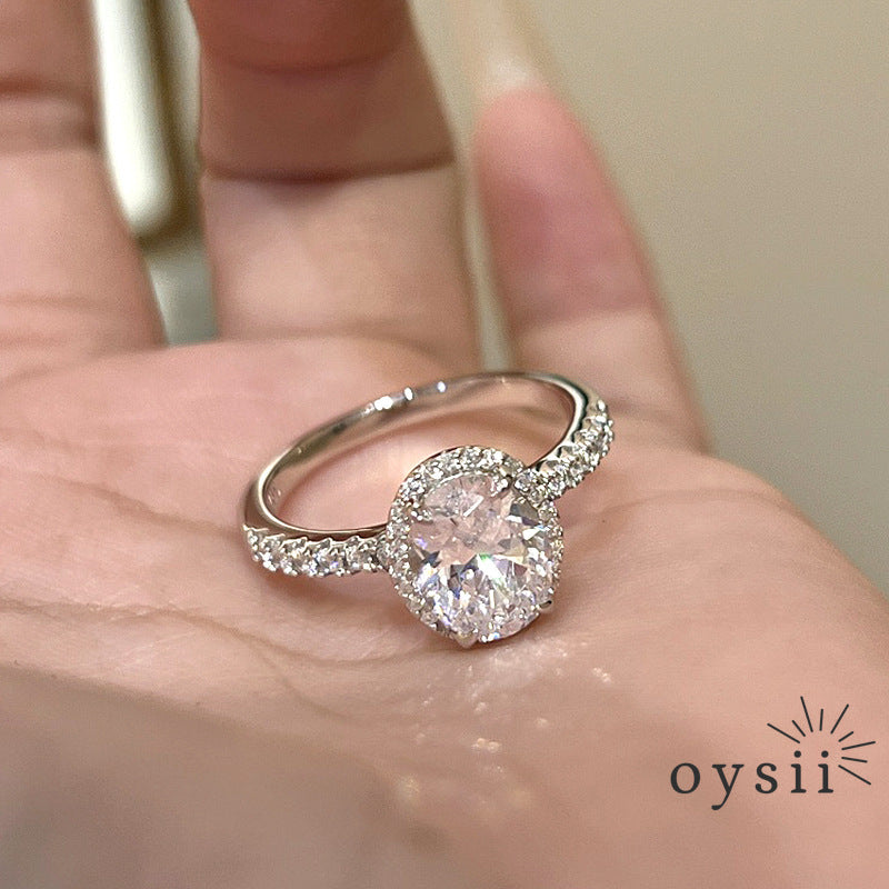 Dazzling Dove — Full-Crystal Pigeon Egg Ring