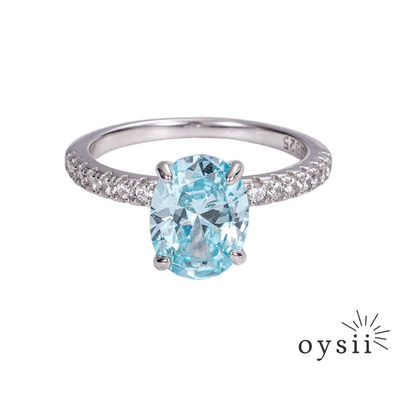 Blue Serenade — S925 Silver Aquamarine Oval Zircon Ring