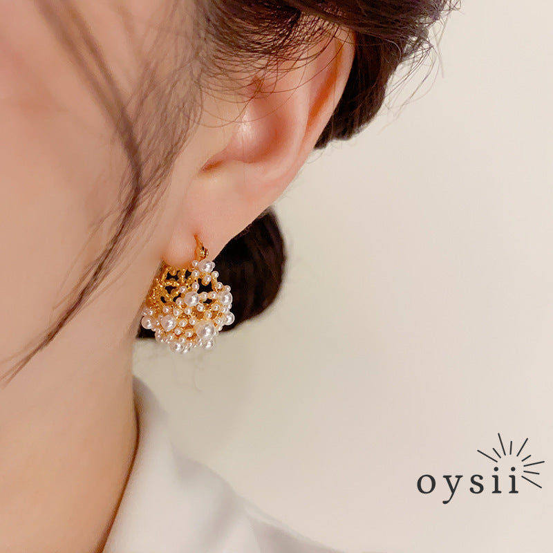 Pearl Sonata — 18K Gold Plated Flower Basket Earrings