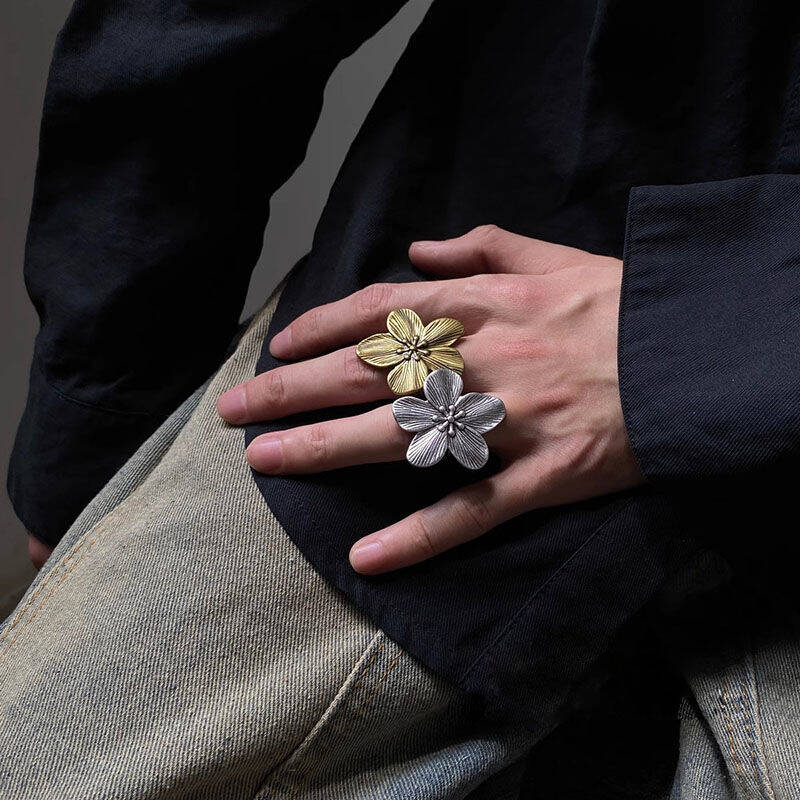 Vintage Flower Open Ring