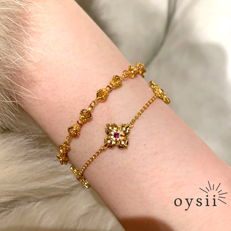 Crimson Radiance – Double-Sided Vajra Bracelet