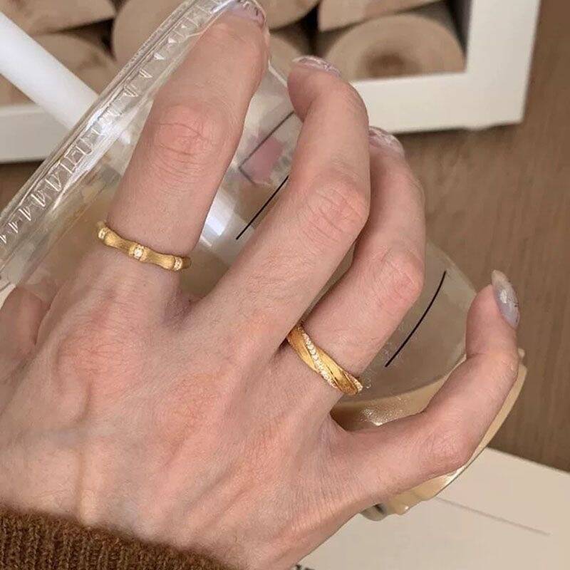 Gold Zircon Ring Set