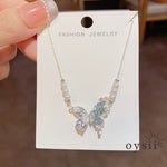 Azure Flutter — Blue Crystal & Pearl Necklace