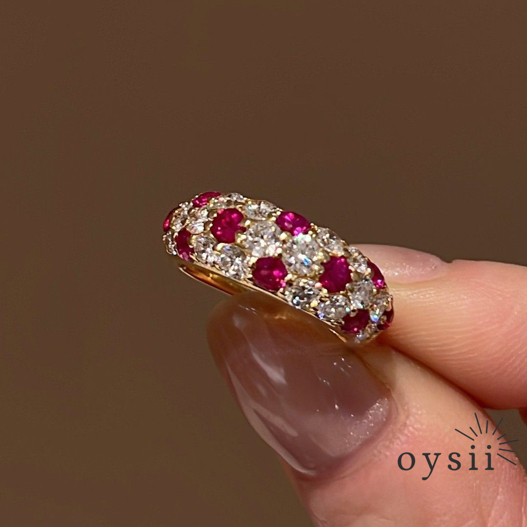 Crimson Aura – Ruby Zircon Full Diamond Ring