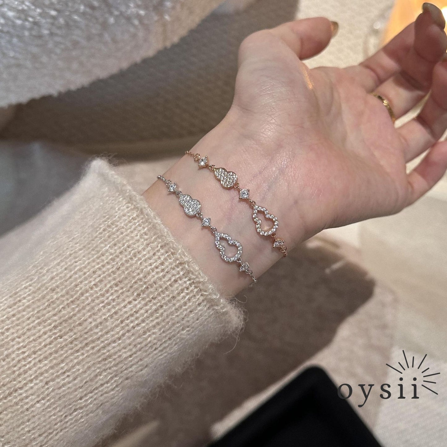 Golden Wish – S925 Silver Gourd Zircon Bracelet