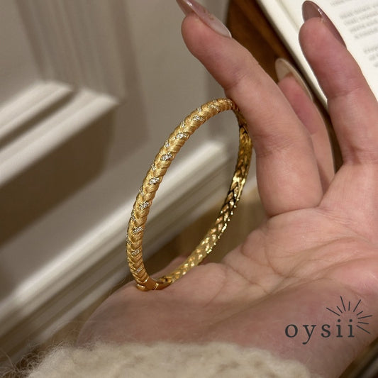 Golden Harvest — French-Italian Brushed Wheat Weave Bracelet