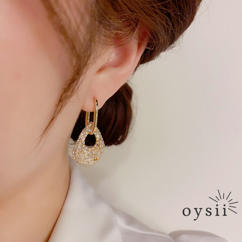 Dewdrop Elegance — Convertible Pavé Zircon Earrings