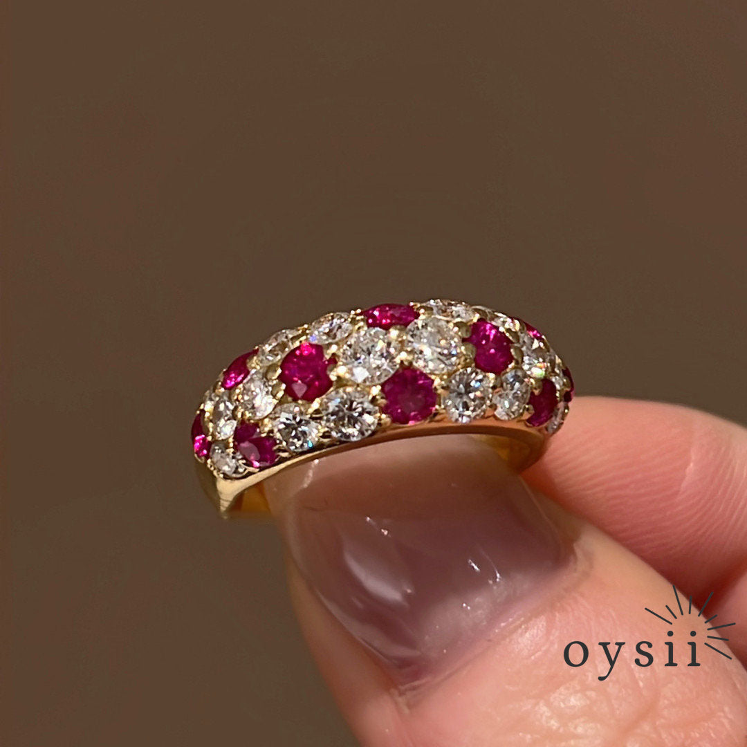 Crimson Aura – Ruby Zircon Full Diamond Ring