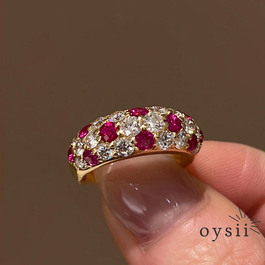 Crimson Aura – Ruby Zircon Full Diamond Ring