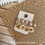 Amber Ivory Pearl Chain Hair Clip Set