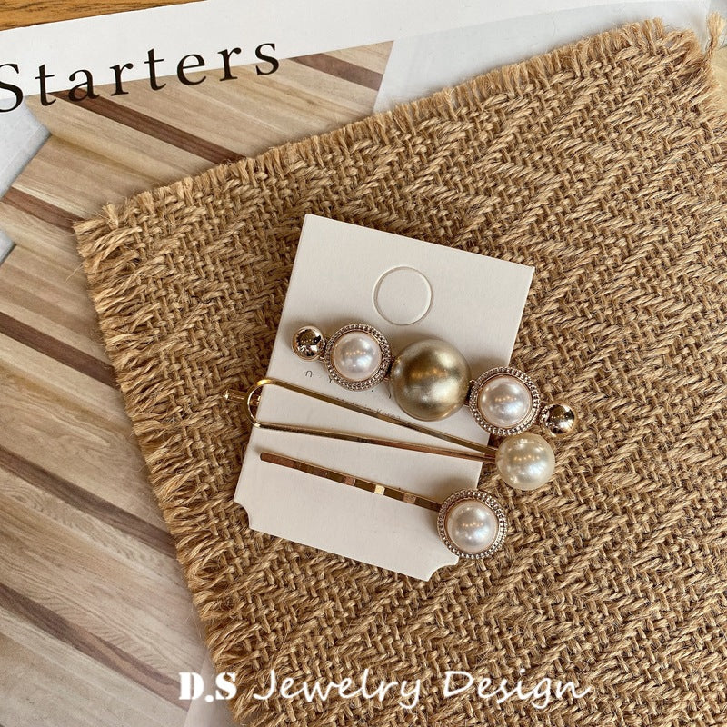 Amber Ivory Pearl Chain Hair Clip Set