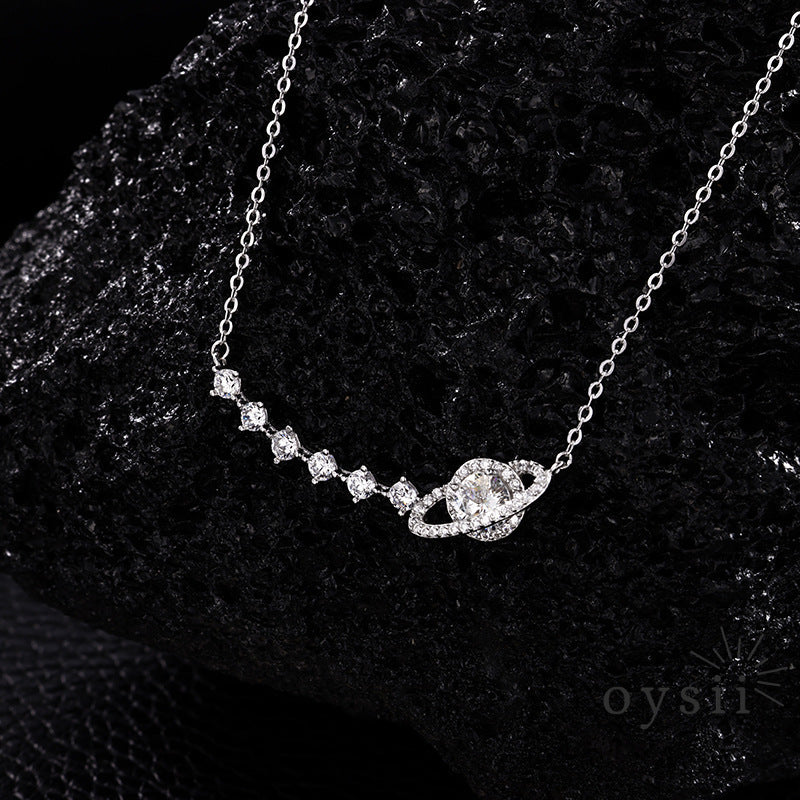 Celestial Glow – S925 Silver Planet Zircon Necklace