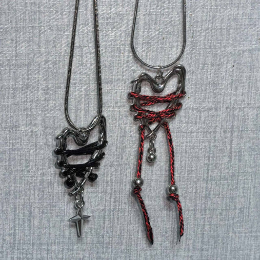 Red & Black Twisted Heart Necklace