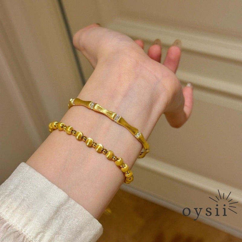 Bamboo Serenity — Brushed Two-Tone Gold & Silver Bangle