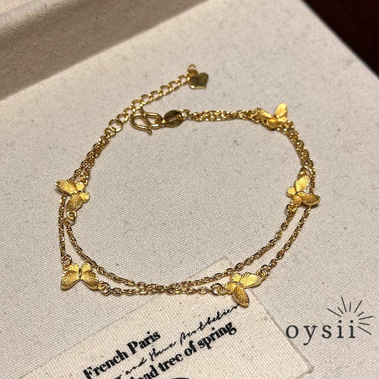 Golden Whispers – Double Layer Butterfly Bracelet