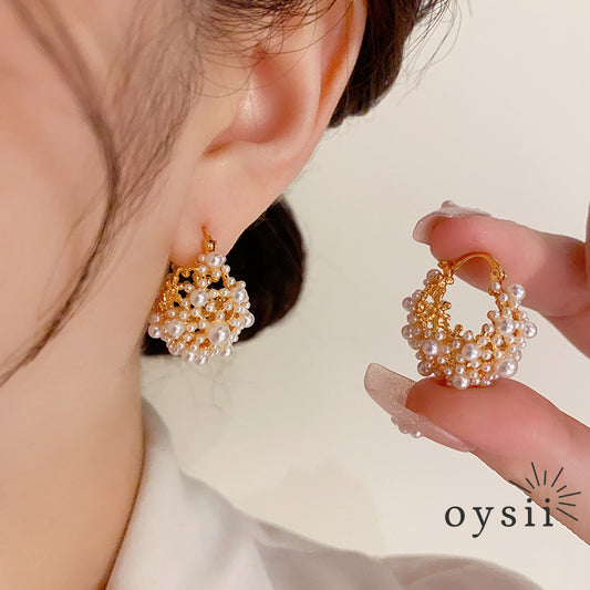 Pearl Sonata — 18K Gold Plated Flower Basket Earrings