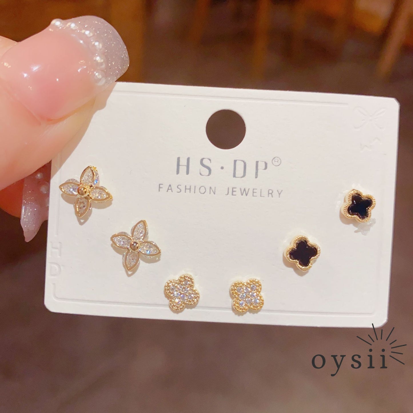 Clover Harmony — Petite Four-Leaf Flower Stud Earrings Set