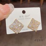 Diamond Whisper — Pavé Zircon Rhombus Stud Earrings