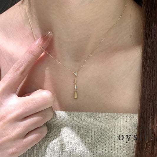 Lustre Drop — Light-Luxury French Vintage Tassel Teardrop Necklace