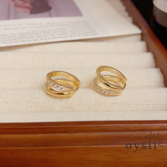 Minimal Grace — Hollow Zircon Hoop Ear Clips