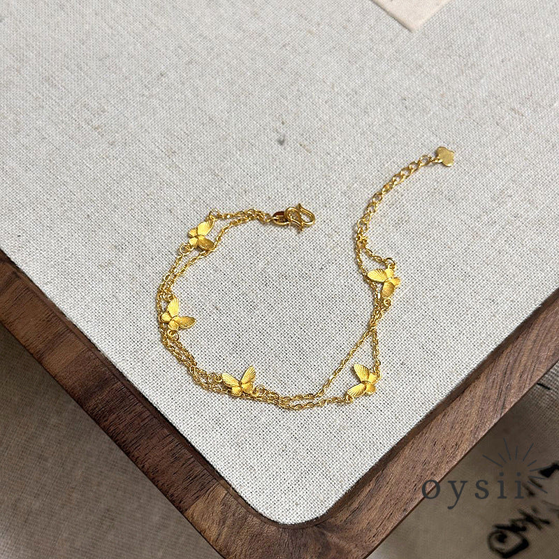 Golden Whispers – Double Layer Butterfly Bracelet