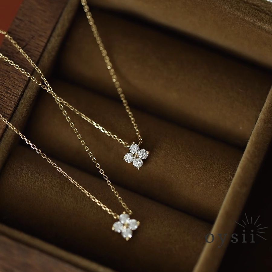 Lucky Bloom – S925 Silver Clover Zircon Necklace